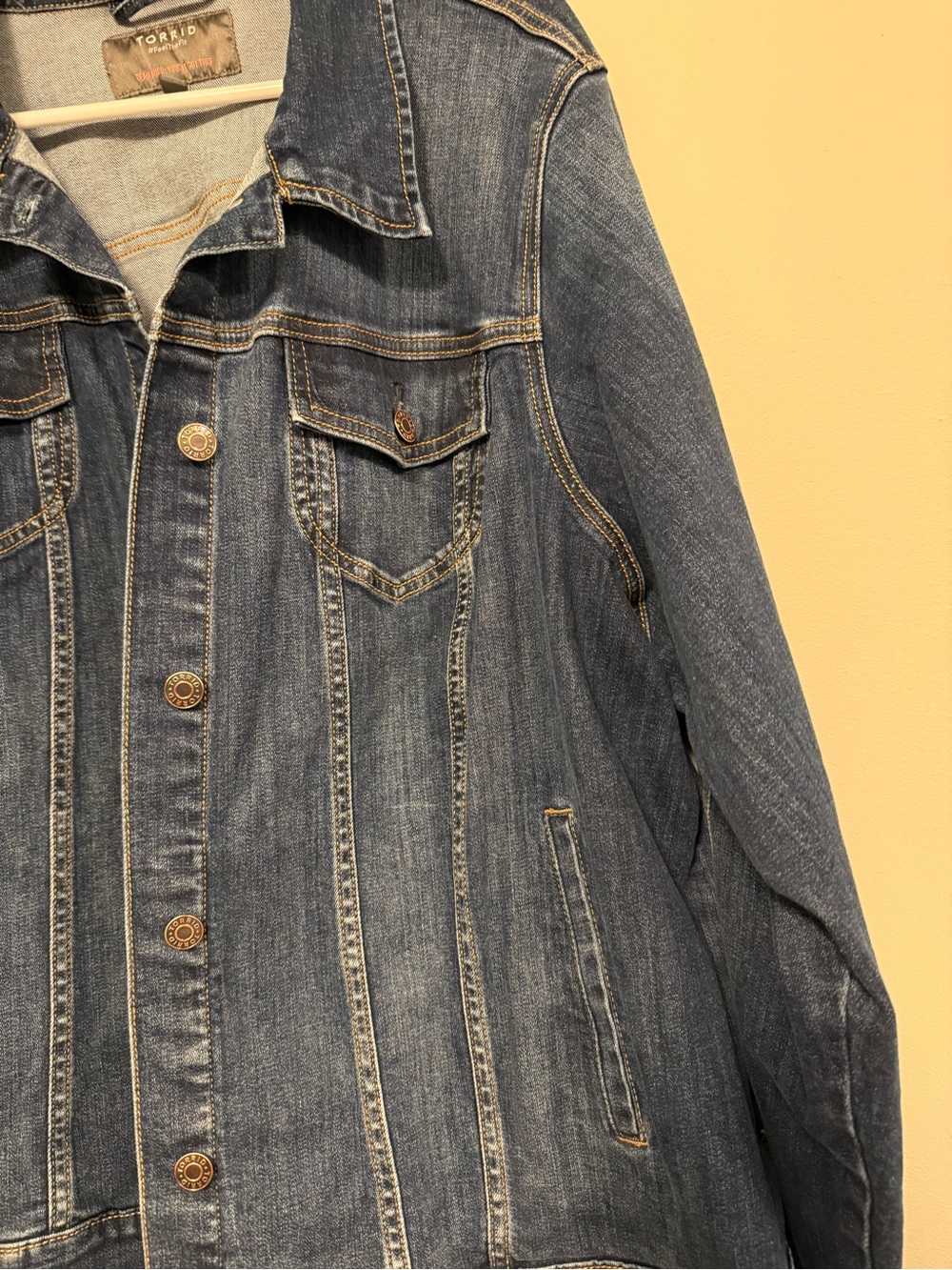 torrid Dark Blue Denim Jacket with Contrast Stitching - Picture 7 of 7